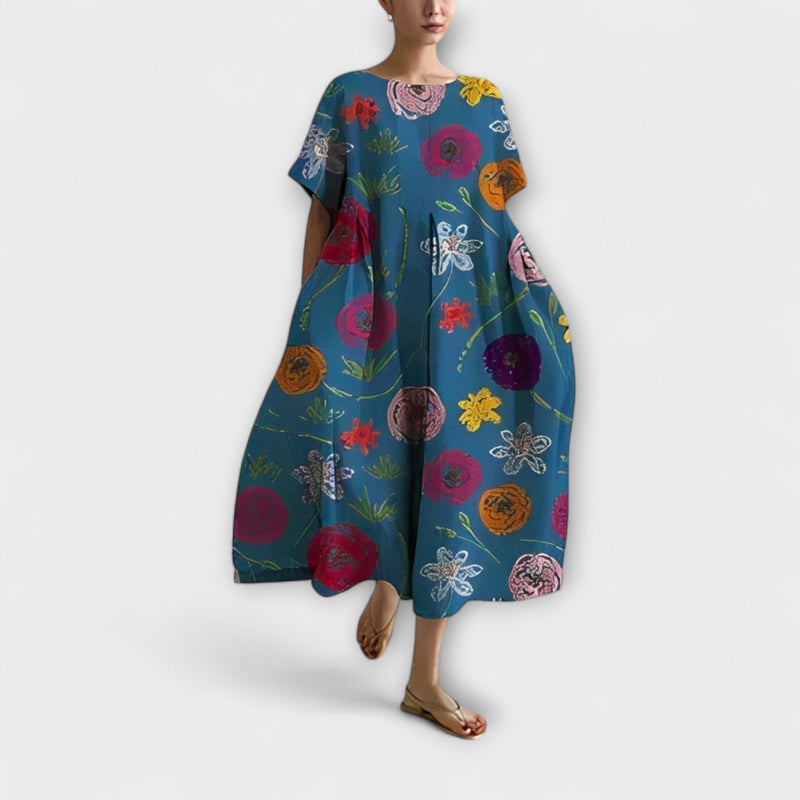 Daisy - Vintage-geïnspireerde Losse Maxi-jurk met Grote Swing Ontwerp