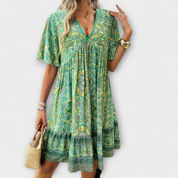 Adriana - Bohemian Paisley Print Mini Jurk voor de Zomer