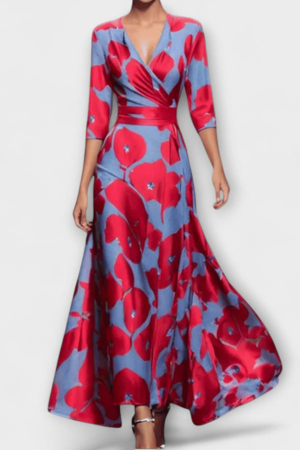 Zoe - Tijdloze Bloemen V-Hals Maxi Jurk