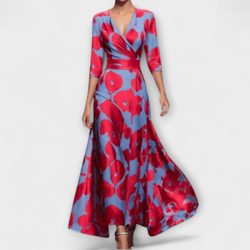 Zoe - Tijdloze Bloemen V-Hals Maxi Jurk
