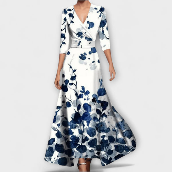 Zoe - Tijdloze Bloemen V-Hals Maxi Jurk