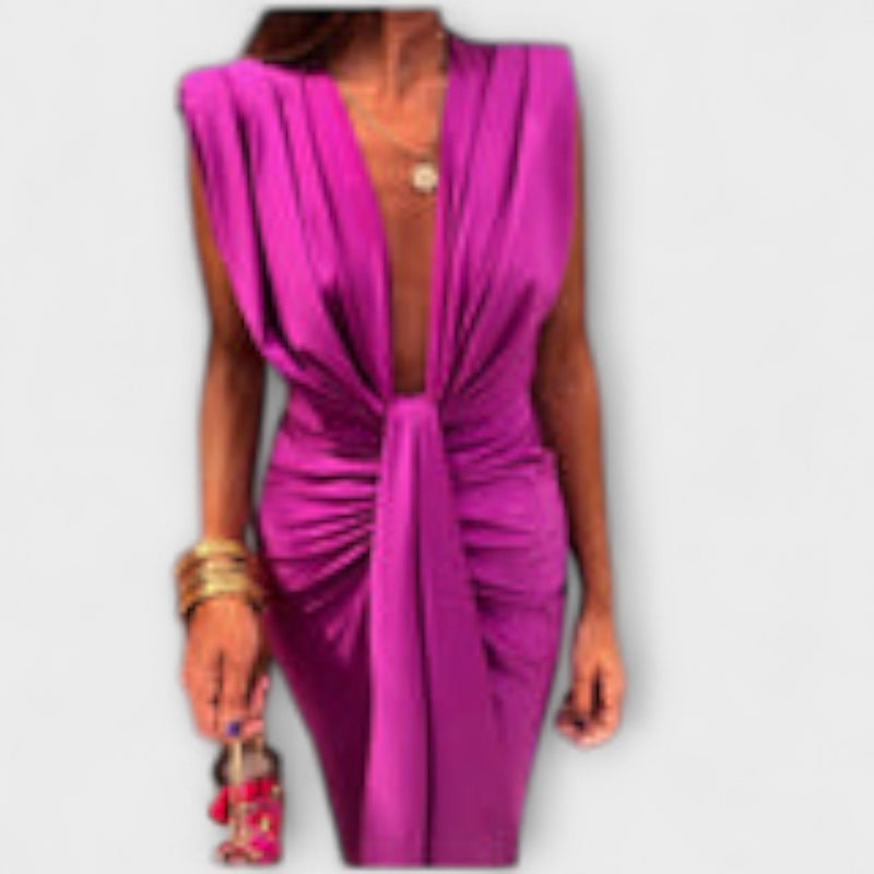 Leonora - Elegante Diepe V-Hals Jurk