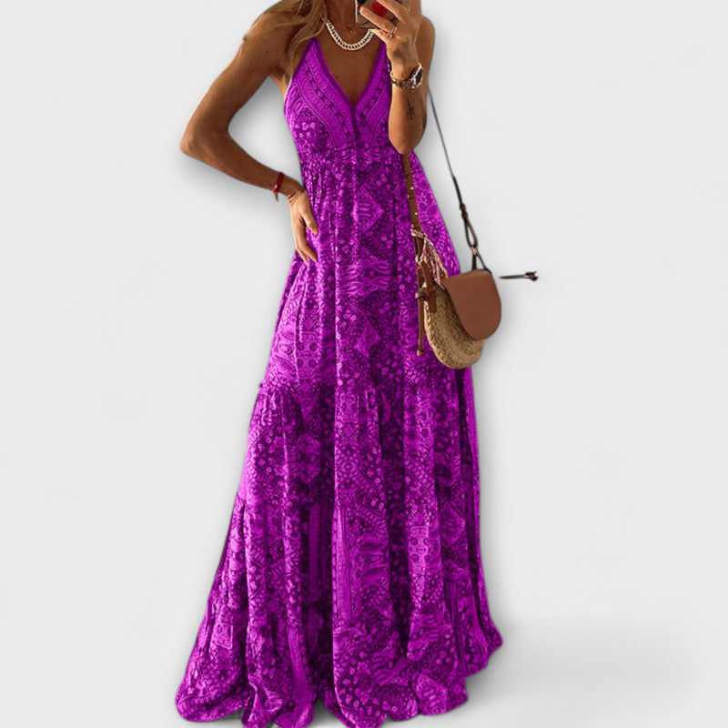 Wren - Bohemian V-Hals Maxi Jurk met Spaghetti Bandjes
