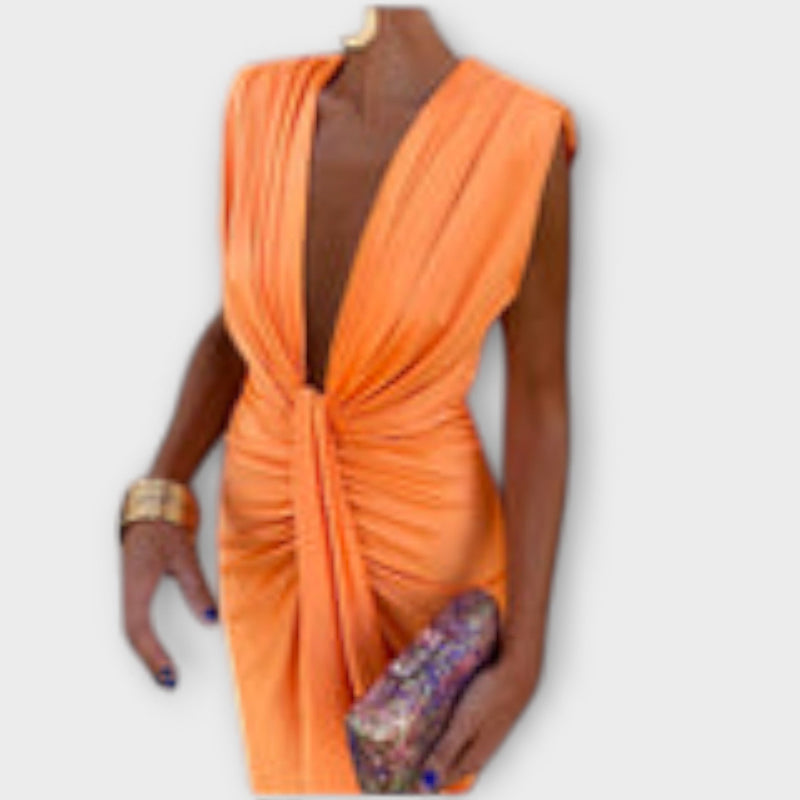 Leonora - Elegante Diepe V-Hals Jurk