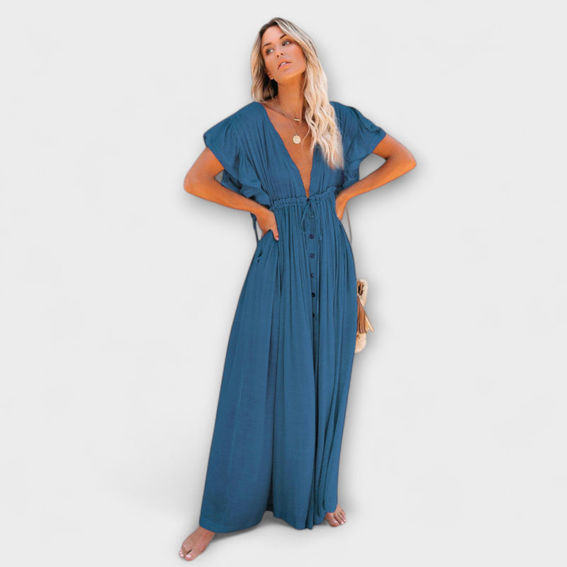 Audra - Bohemian V-Hals Kimono Strandcover-Up Jurk