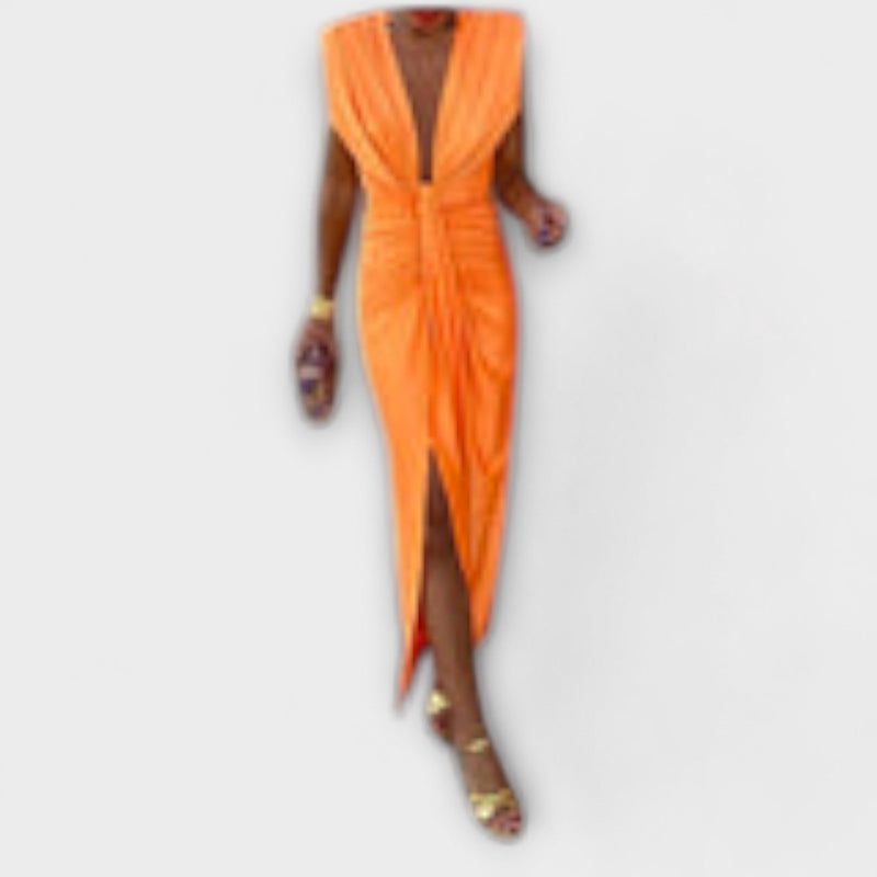 Leonora - Elegante Diepe V-Hals Jurk