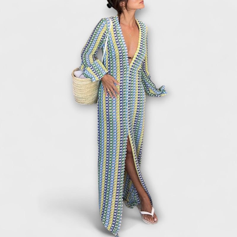 Elina – Maxi-jurk met V-hals en vakantiesfeer