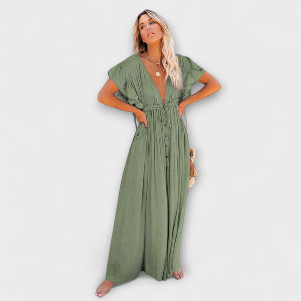 Audra - Bohemian V-Hals Kimono Strandcover-Up Jurk