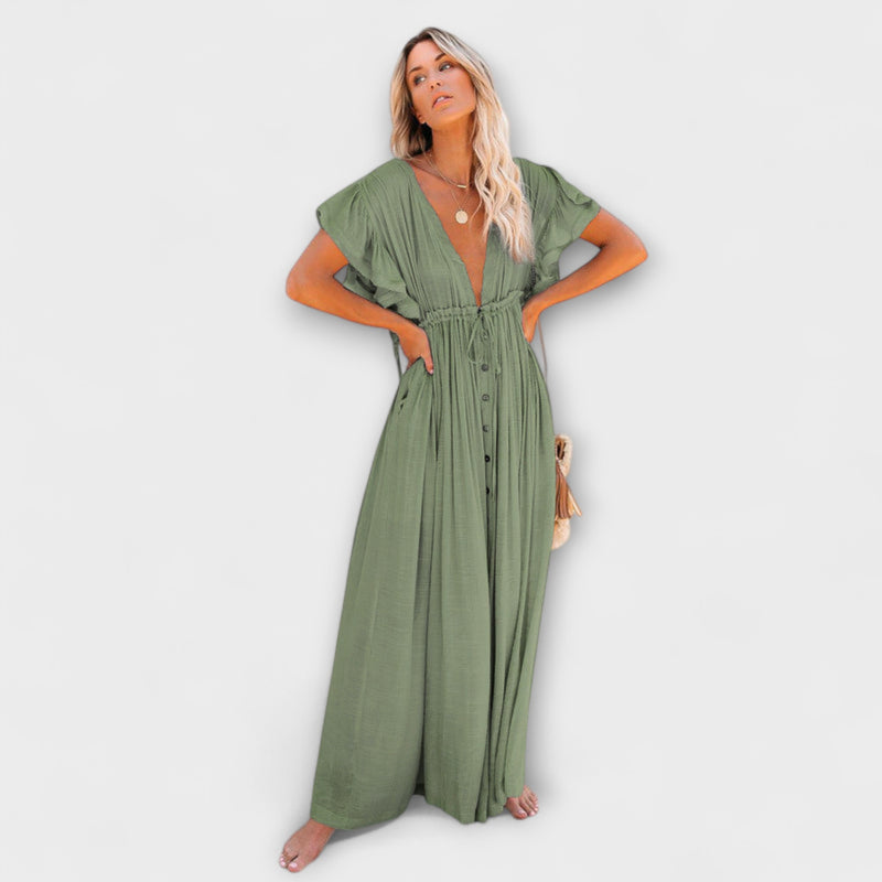 Audra - Bohemian V-Hals Kimono Strandcover-Up Jurk