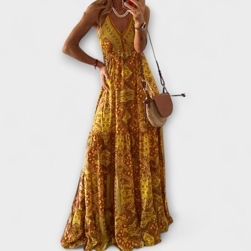 Wren - Bohemian V-Hals Maxi Jurk met Spaghetti Bandjes