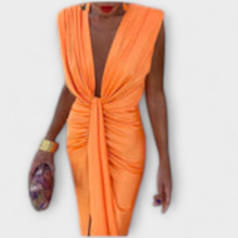 Leonora - Elegante Diepe V-Hals Jurk