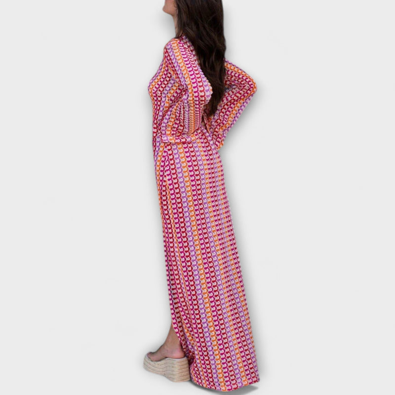 Elina – Maxi Jurk met V-Hals en Vakantie Flair