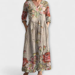 Ivoor - Bloemen Boho Maxi Jurk met Speelse Touch