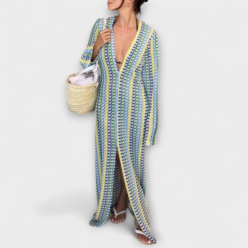 Elina – Maxi Jurk met V-Hals en Vakantie Flair