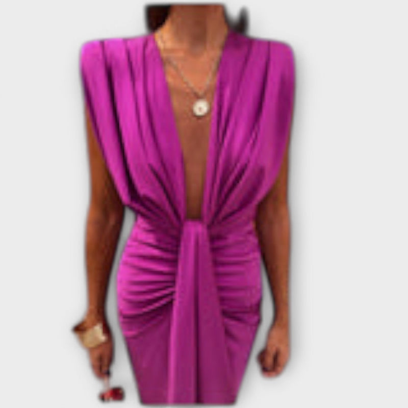 Leonora - Elegante Diepe V-Hals Jurk