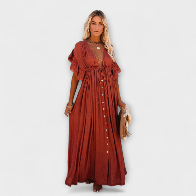 Audra - Bohemian V-Hals Kimono Strandcover-Up Jurk