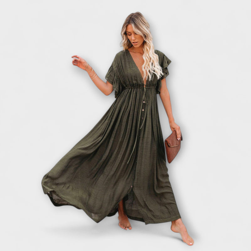 Audra - Bohemian V-Hals Kimono Strandcover-Up Jurk
