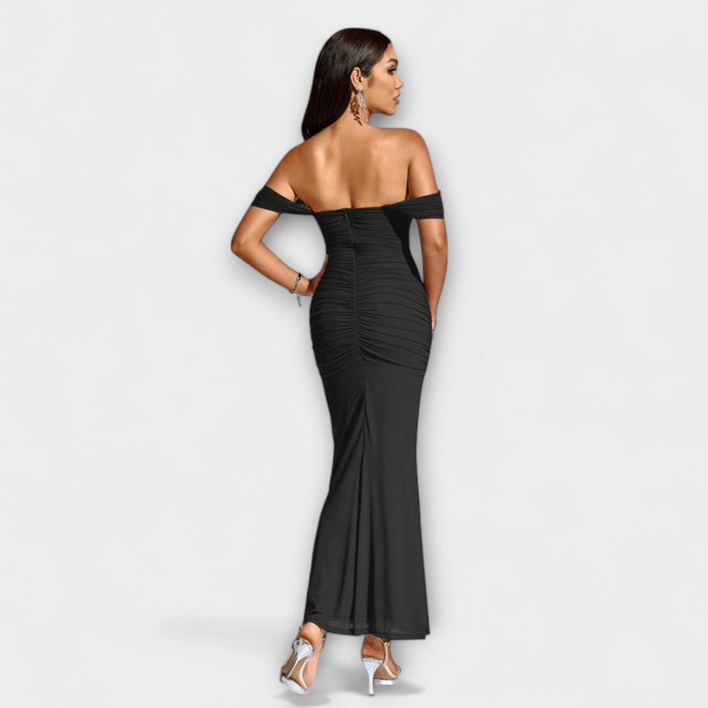 Ione - Off-Shoulder Rimpel Bodycon Jurk