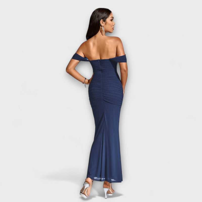Ione - Off-Shoulder Rimpel Bodycon Jurk