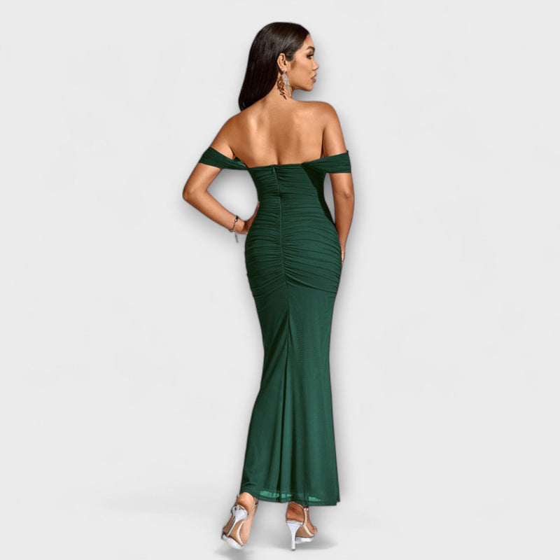 Ione - Off-Shoulder Rimpel Bodycon Jurk
