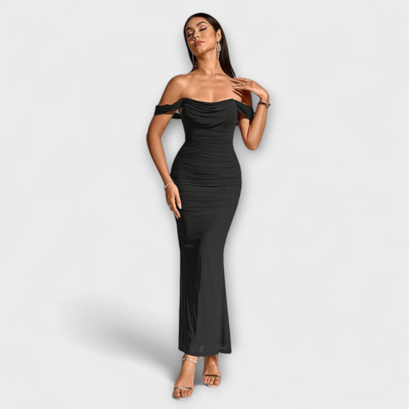 Ione - Off-Shoulder Rimpel Bodycon Jurk