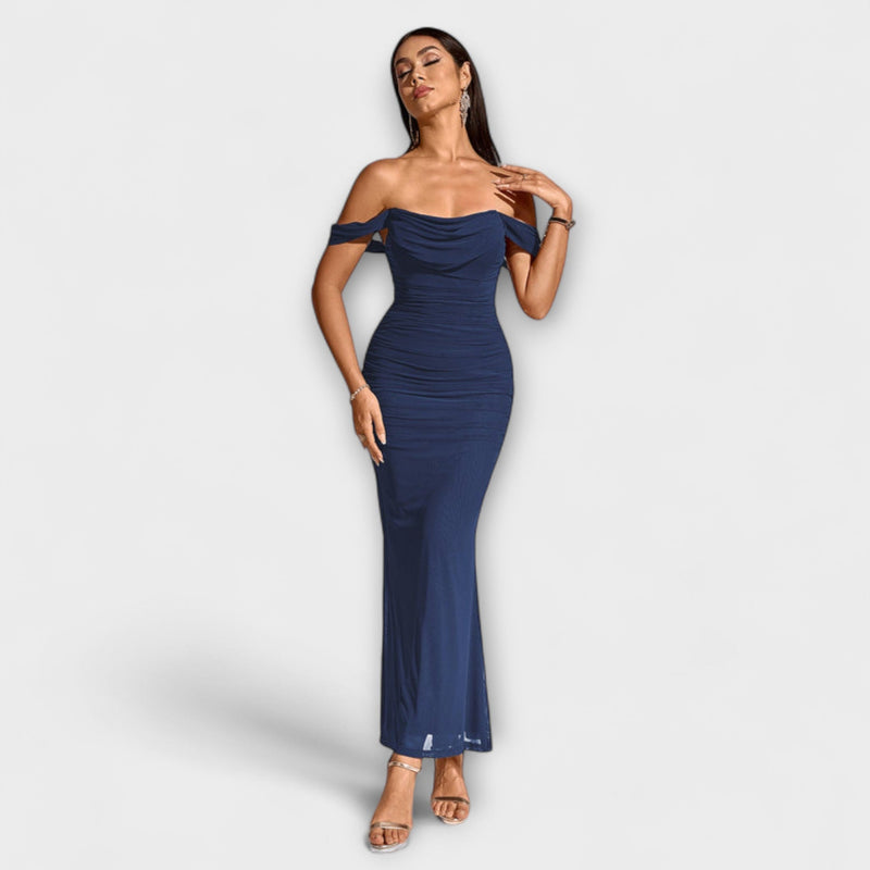 Ione - Off-Shoulder Rimpel Bodycon Jurk
