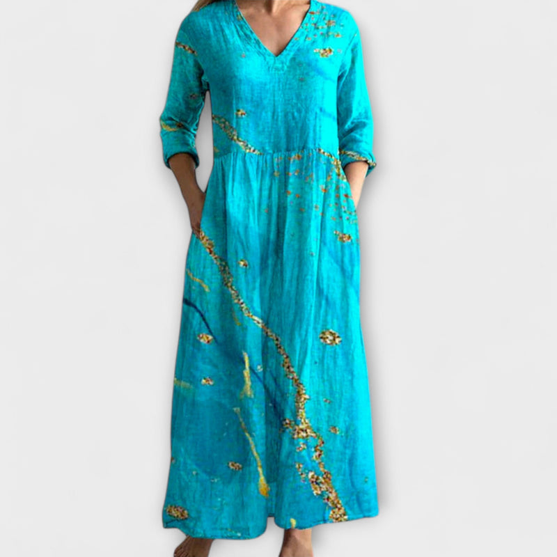 Ivoor - Bloemen Boho Maxi Jurk met Speelse Touch