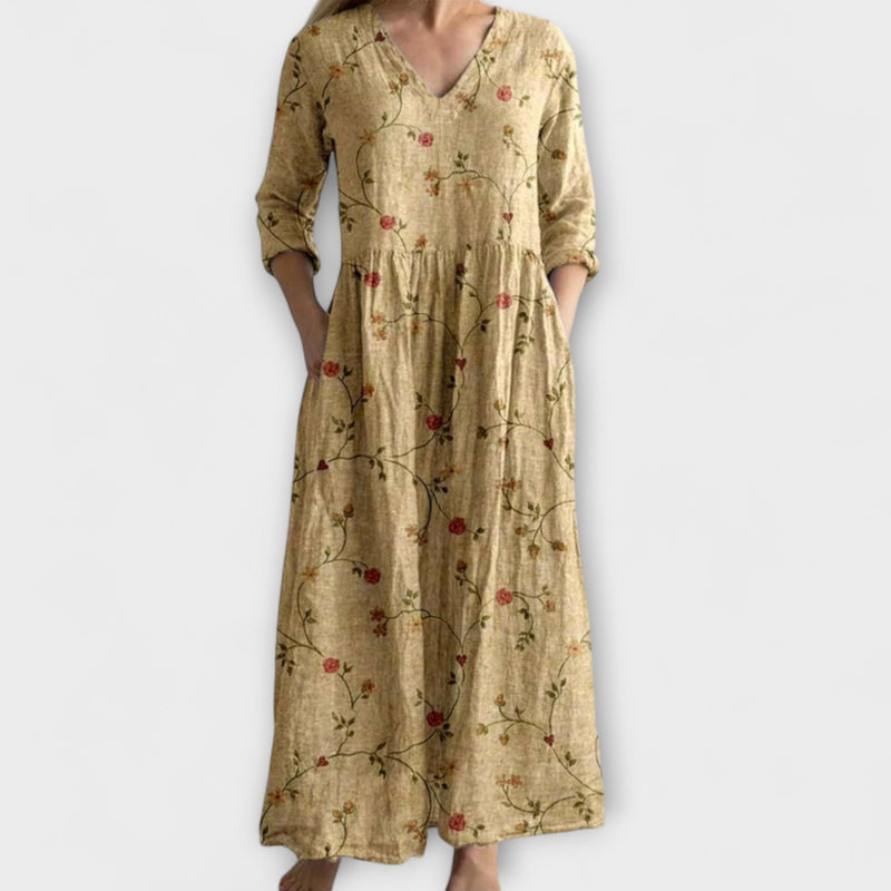 Ivoor - Bloemen Boho Maxi Jurk met Speelse Touch