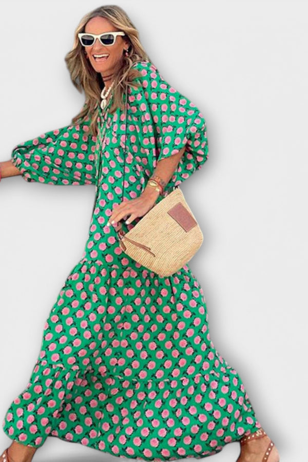 Elegante Geometrische Maxi Jurk
