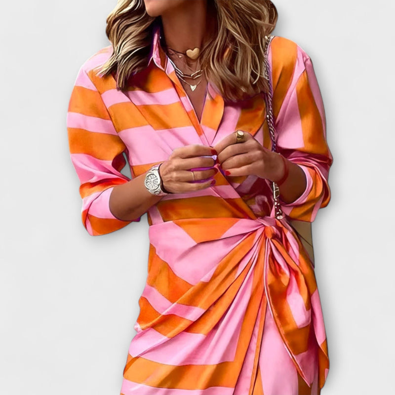 Olivia – Bloemenprint Taille-Definiërende Shirtjurk
