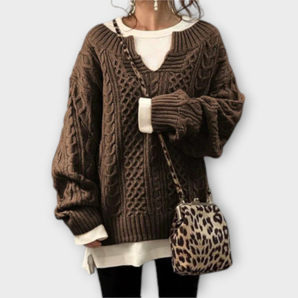 Oversized Gebreide Trui met Kabelpatroon