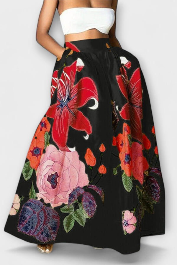 Ysolda - Stijlvolle Hoge Taille Bloemenprint Rok