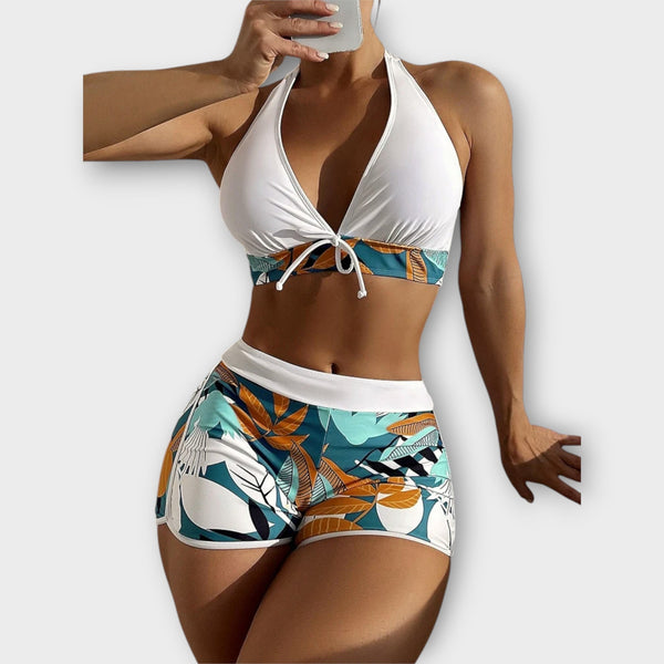 Hooggetailleerde Halter Bikini Set