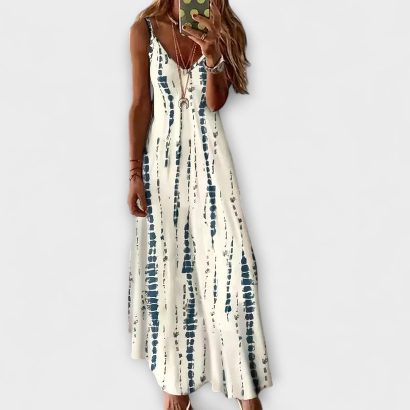 Seren - Vrouwen Tie-Dye V-Hals Maxi Jurk