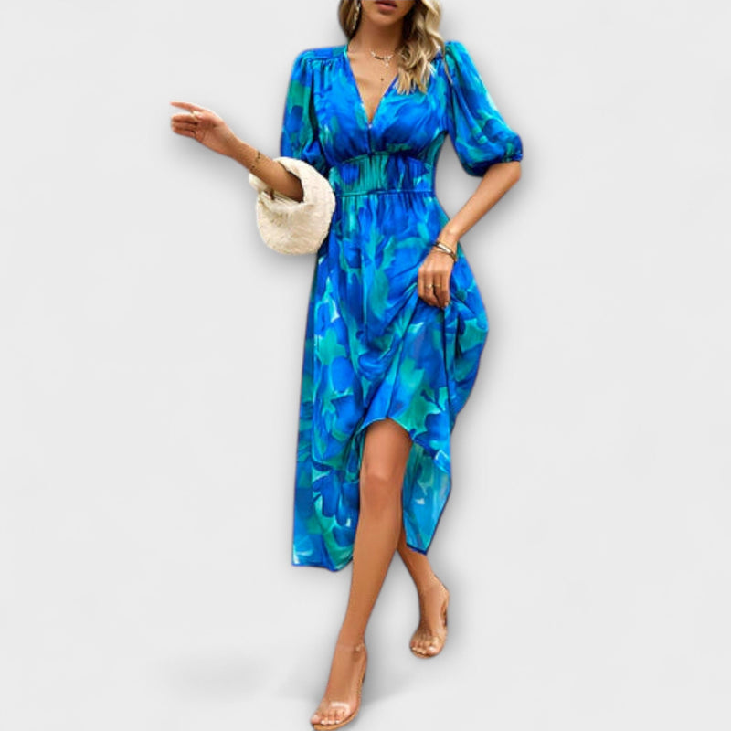 Everly - Retro Glam Midi-jurk met Lantaarnmouwen