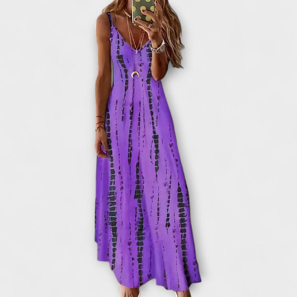 Seren - Vrouwen Tie-Dye V-Hals Maxi Jurk