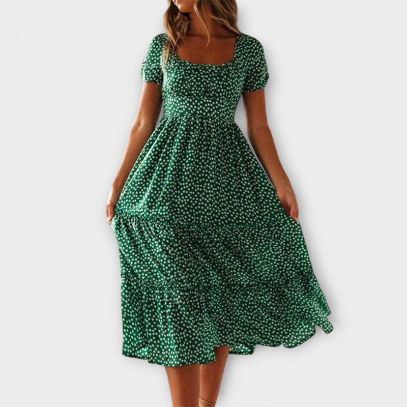 Vintage Bloemenpatroon Puff Sleeve Maxi Jurk