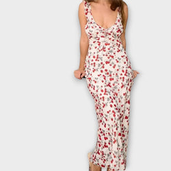 Cryptografische Bloemenprint Plunge Maxi Jurk
