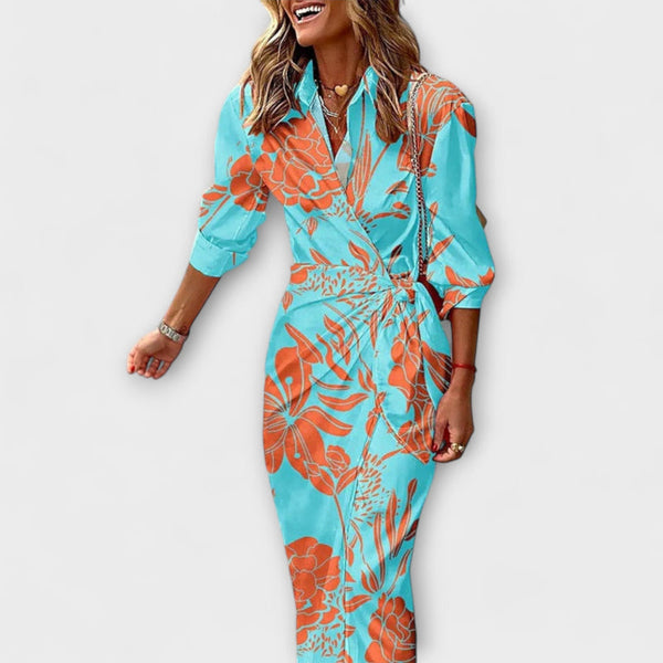 Clarissa - Gestreepte Midi-jurk met Shirtontwerp