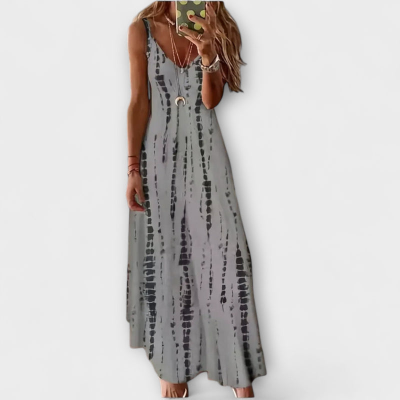 Seren - Vrouwen Tie-Dye V-Hals Maxi Jurk