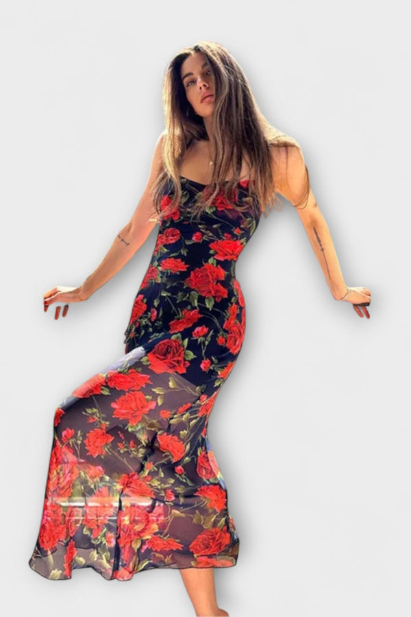 Bloemenpatroon Spaghetti Strap Bodycon Jurk