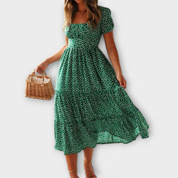 Vintage Bloemenpatroon Puff Sleeve Maxi Jurk