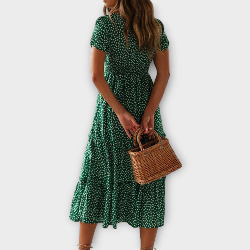 Vintage Bloemenpatroon Puff Sleeve Maxi Jurk