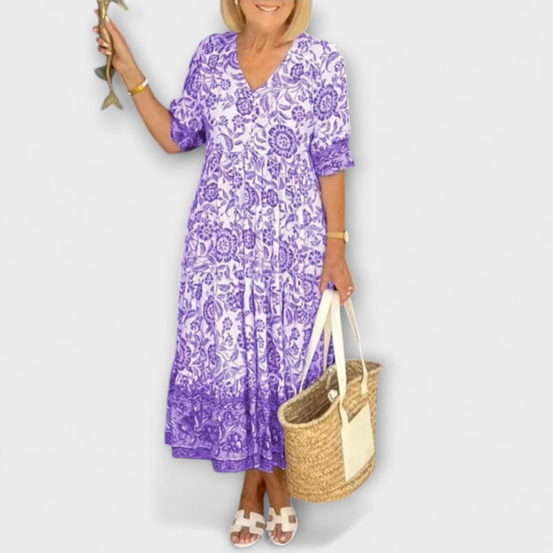 Luna - Chic Bloemen V-Hals Jurk