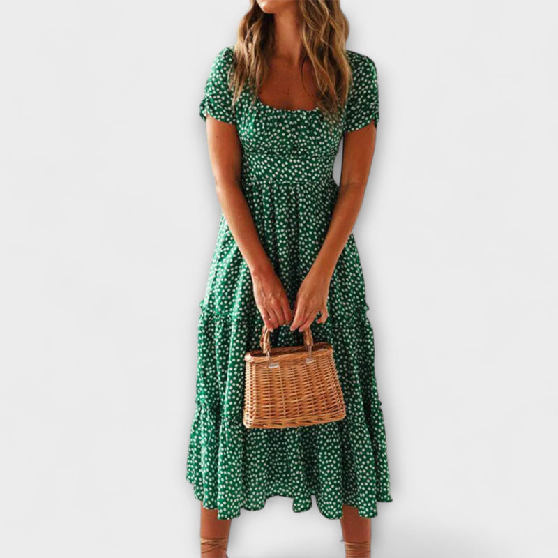 Vintage Bloemenpatroon Puff Sleeve Maxi Jurk
