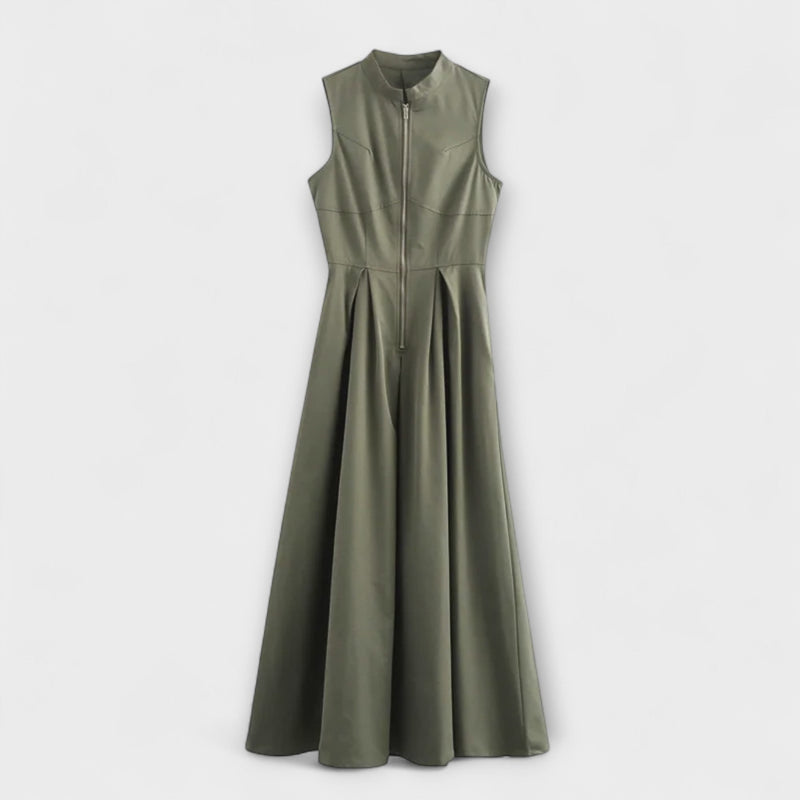 Mouwloze Plissé Bodycon Midi Jurk