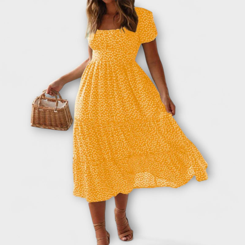 Vintage Bloemenpatroon Puff Sleeve Maxi Jurk