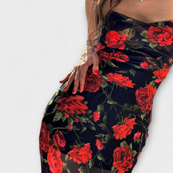 Bloemenpatroon Spaghetti Strap Bodycon Jurk