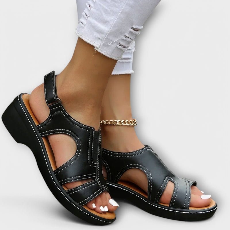 Christina - Orthopedische Leren Sandalen met Comfort Heel