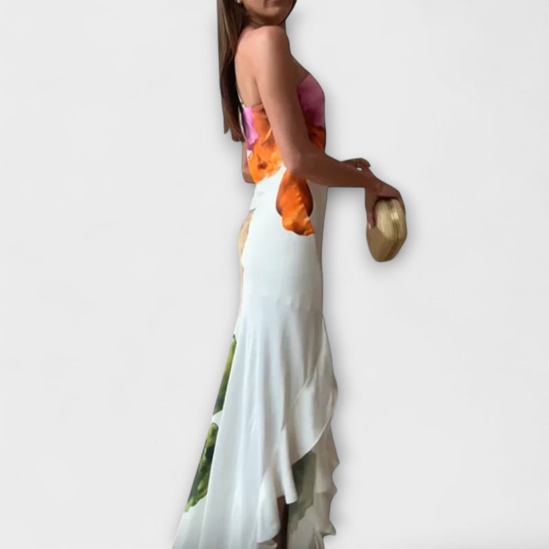 Saffier - Elegante Patchwork Maxi Jurk